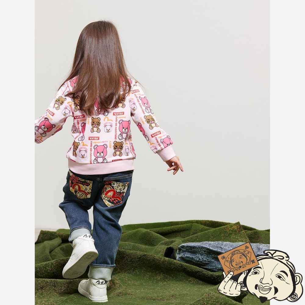 Kids Evisu Allover Bear Print Sweatshirt Rose | 275NPLKCY