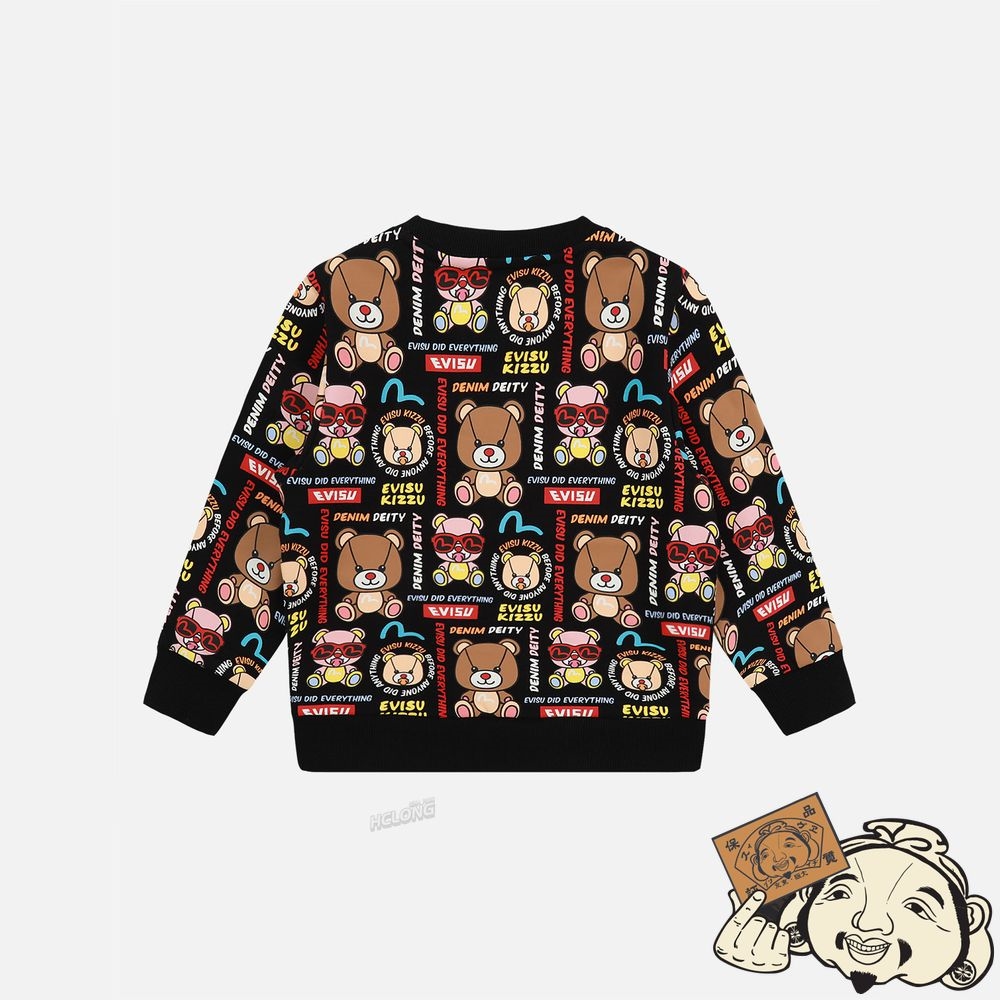 Kids Evisu Allover Bear Print Sweatshirt Noir | 841ZPHNDK