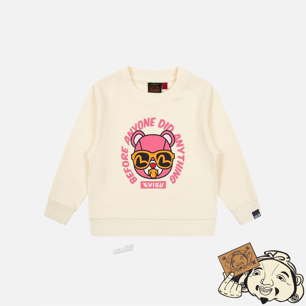Kids Evisu BEAR AND SLOGAN PRINT SWEATSHIRT Blanche | 391KEGSWA