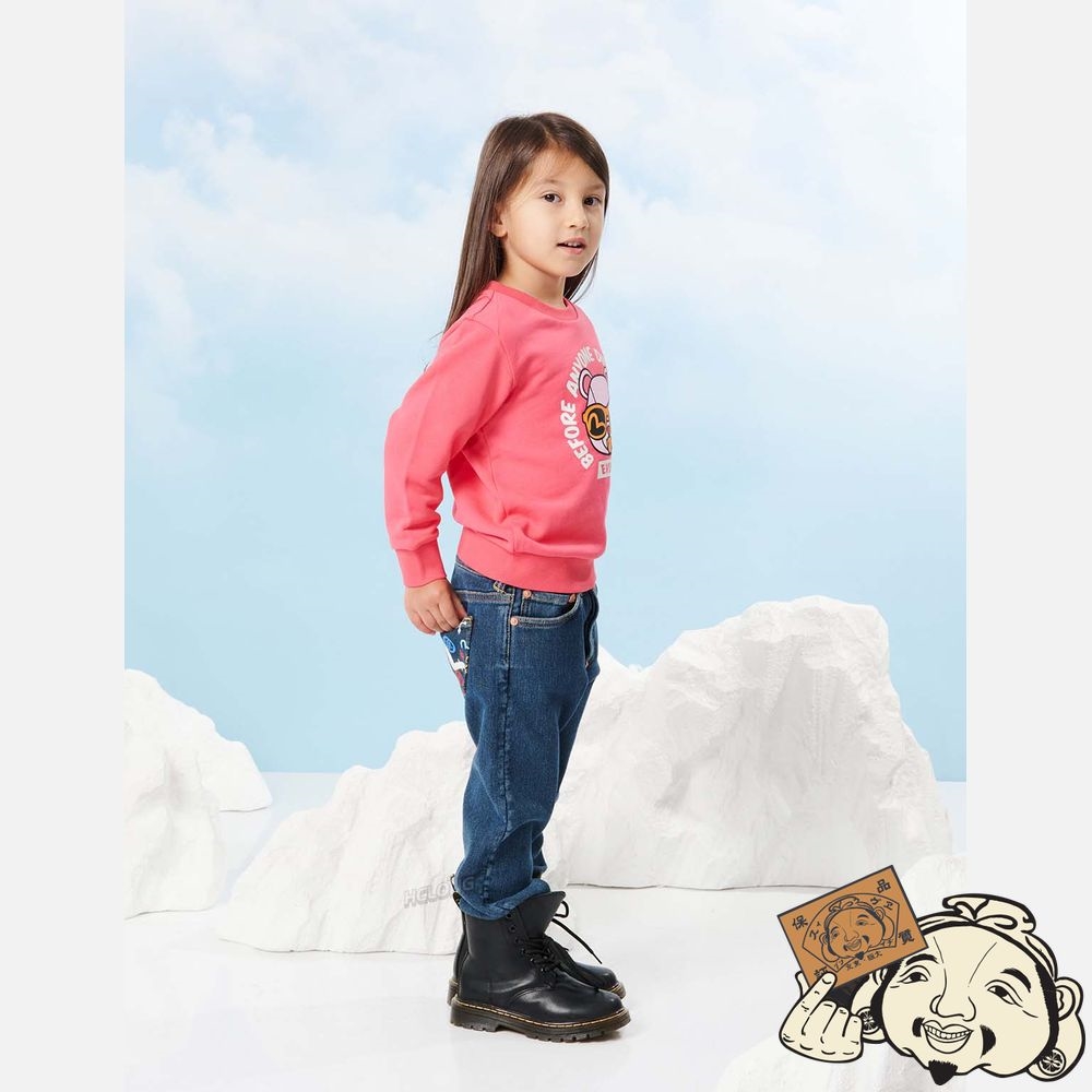 Kids Evisu BEAR AND SLOGAN PRINT SWEATSHIRT Rose | 741EQSWZT