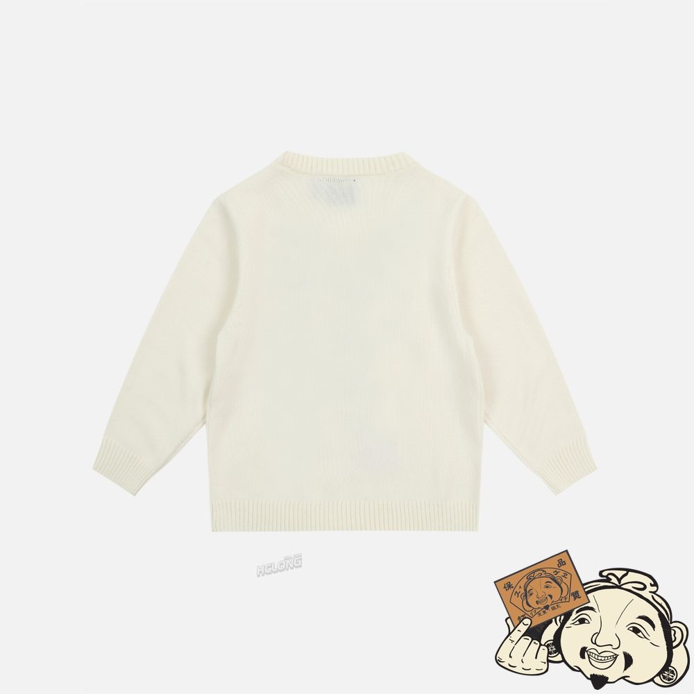 Kids Evisu BEAR APPLIQUÉ KNITTED SWEATER Blanche | 361DHCBON