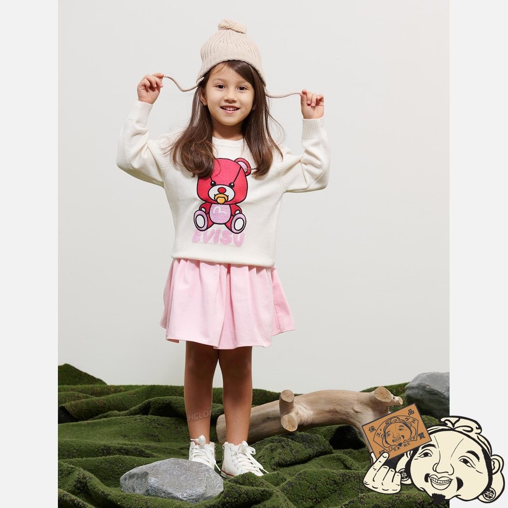 Kids Evisu BEAR APPLIQUÉ KNITTED SWEATER Blanche | 361DHCBON