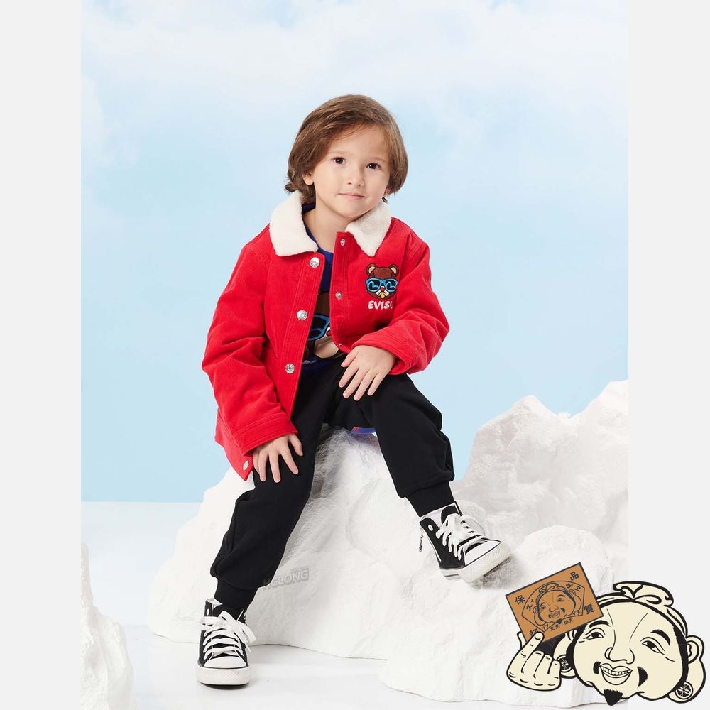 Kids Evisu BEAR BADGE CORDUROY JACKET Rouge | 921RXCAPM