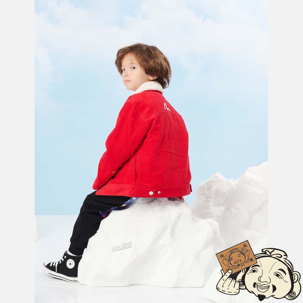 Kids Evisu BEAR BADGE CORDUROY JACKET Rouge | 921RXCAPM