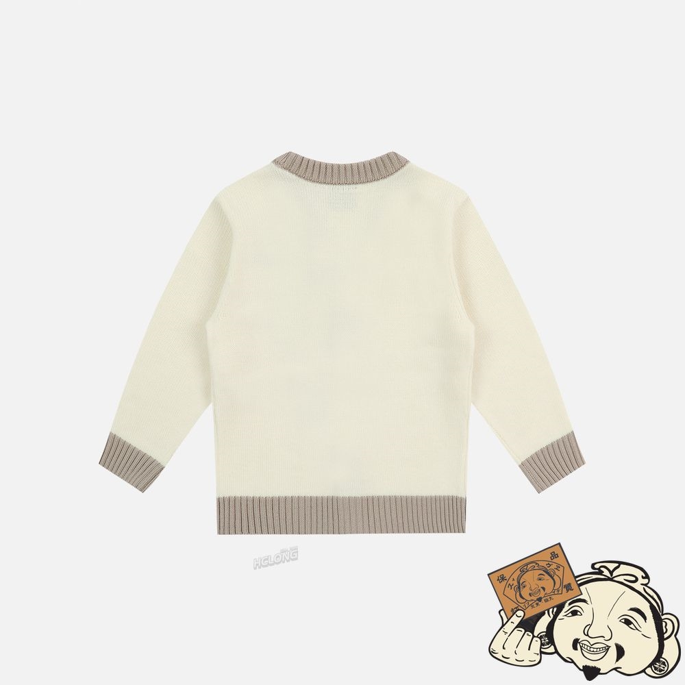 Kids Evisu BEAR BADGE WOOL CARDIGAN Blanche | 197UHZNFX