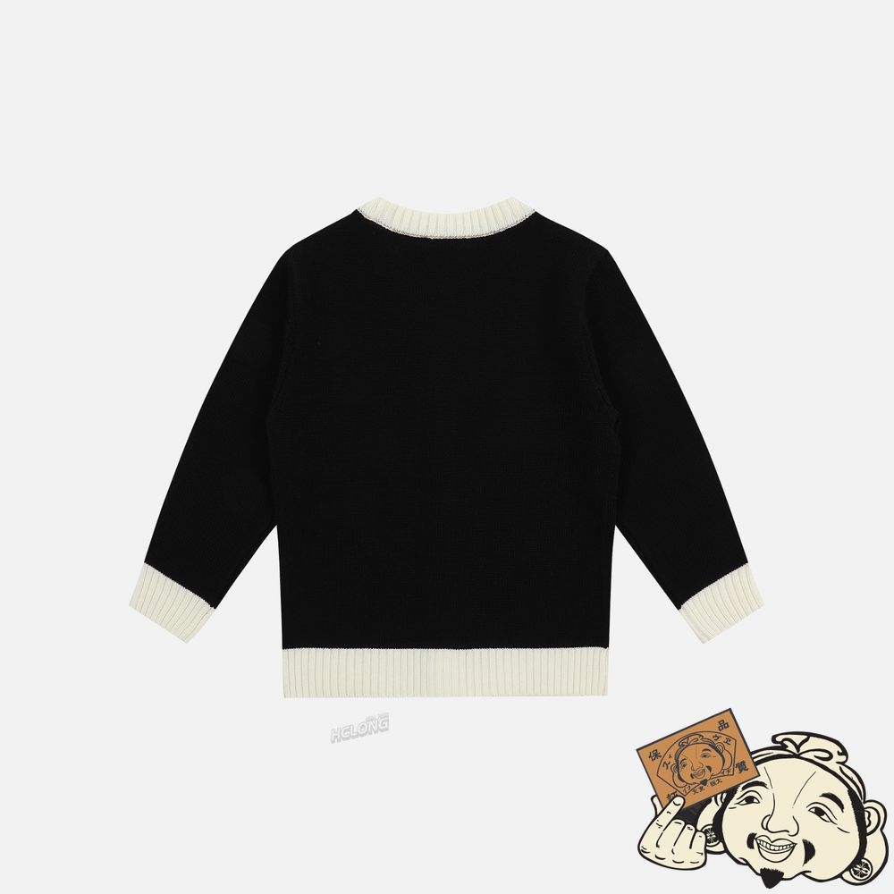 Kids Evisu BEAR BADGE WOOL CARDIGAN Noir | 843XPRBSJ