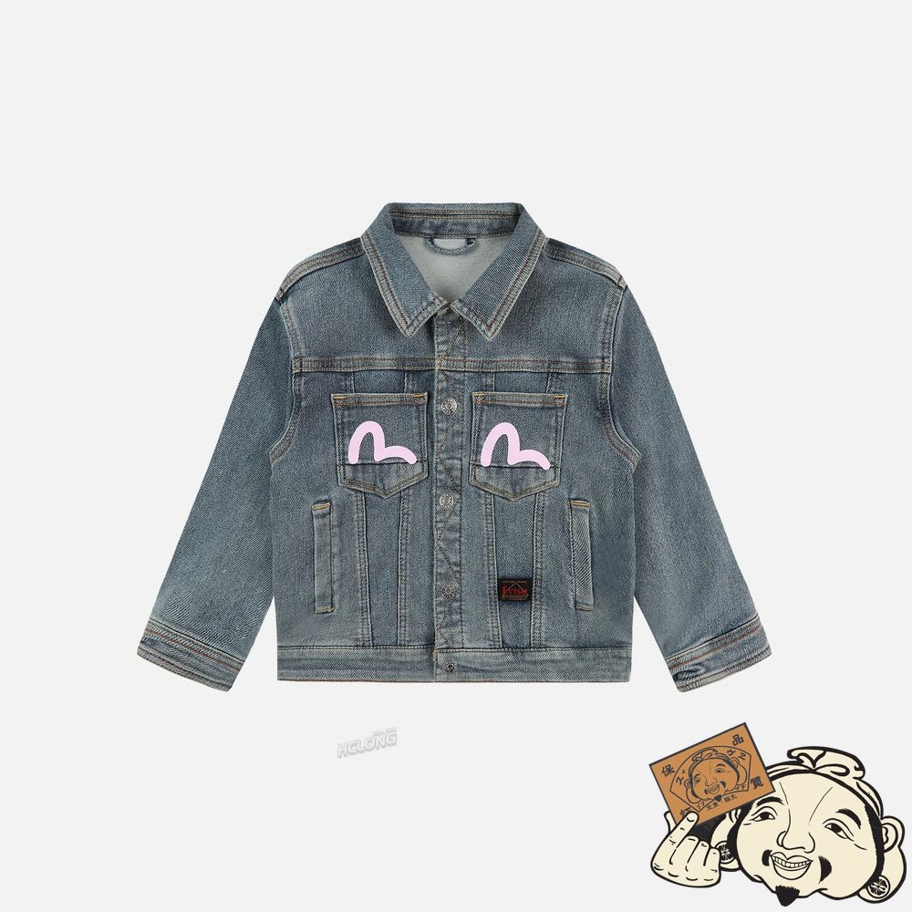 Kids Evisu BEAR PATCHED DENIM JACKET Indigo | 350ZQIGJK