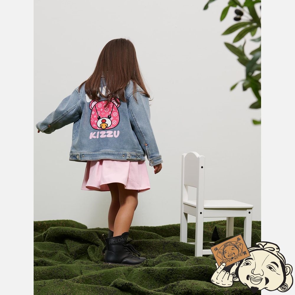 Kids Evisu BEAR PATCHED DENIM JACKET Indigo | 350ZQIGJK