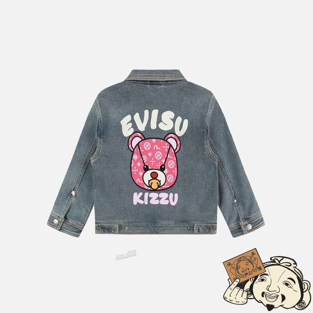 Kids Evisu BEAR PATCHED DENIM JACKET Indigo | 350ZQIGJK