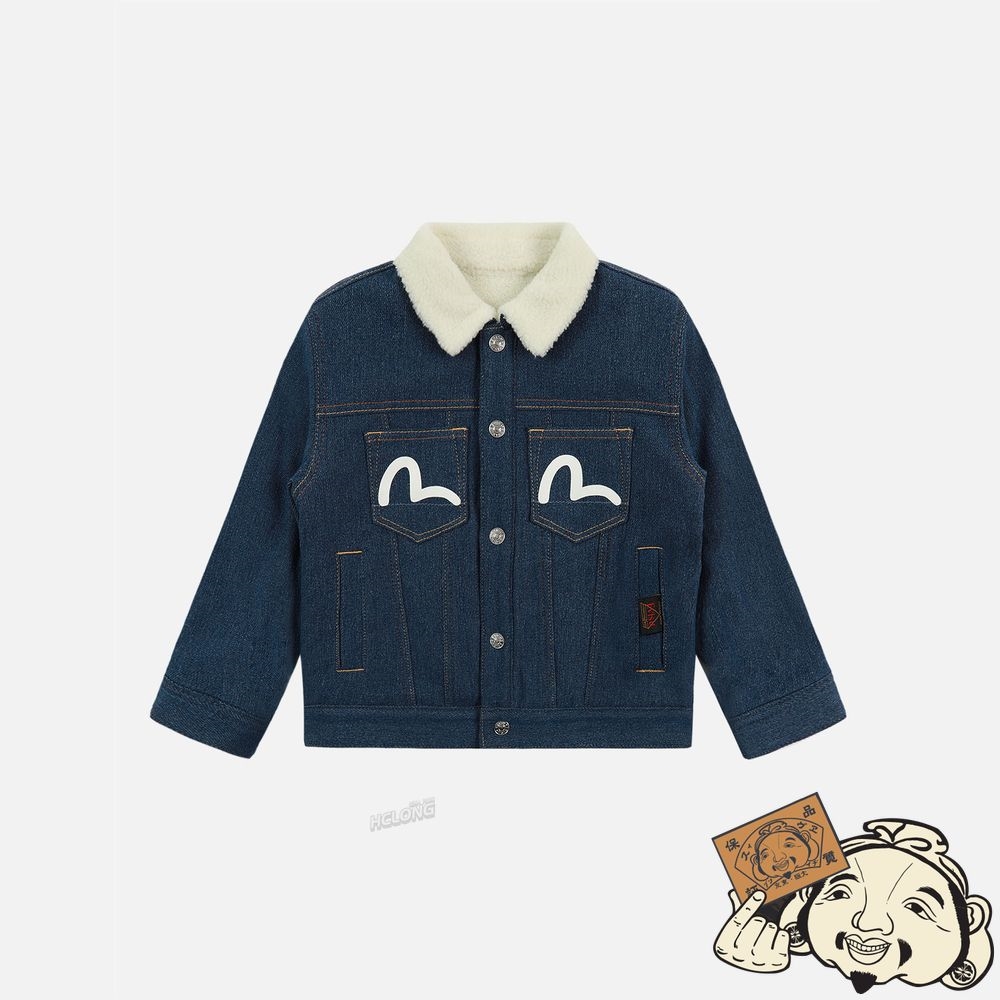 Kids Evisu BEAR PRINT REVERSIBLE DENIM JACKET Indigo | 427JLZHGN