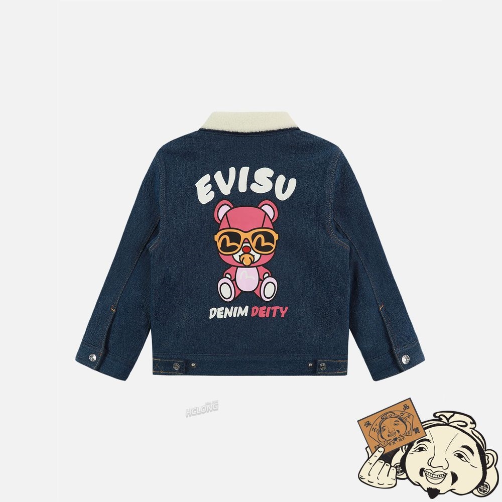 Kids Evisu BEAR PRINT REVERSIBLE DENIM JACKET Indigo | 427JLZHGN