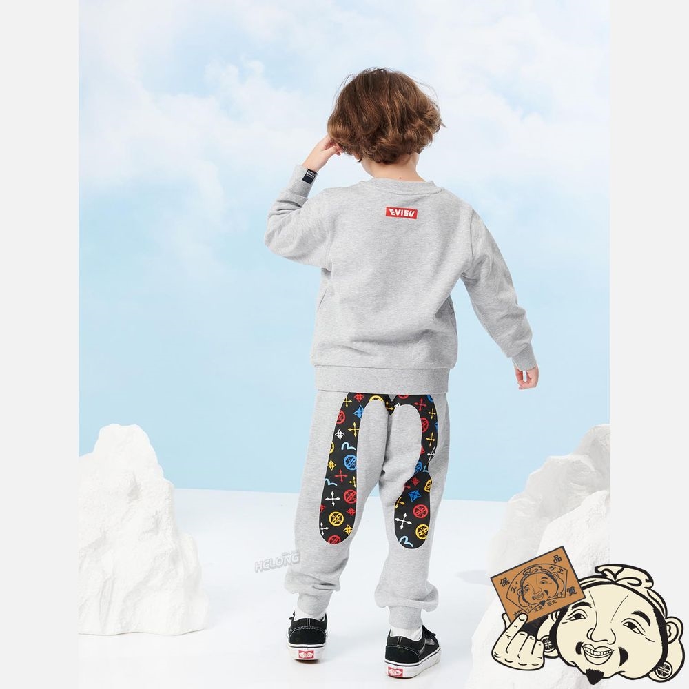 Kids Evisu BEAR PRINT SWEATSHIRT Grise | 037CKUNRP