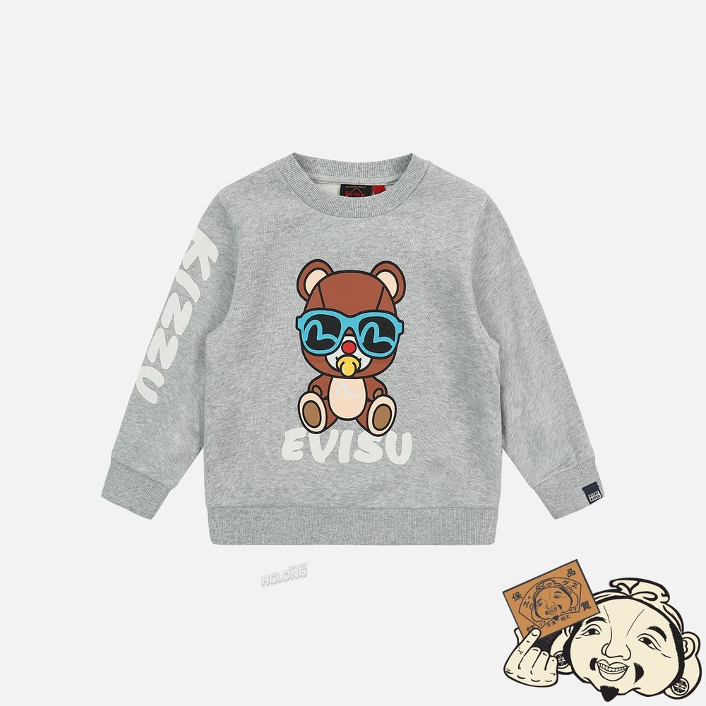 Kids Evisu BEAR PRINT SWEATSHIRT Grise | 037CKUNRP
