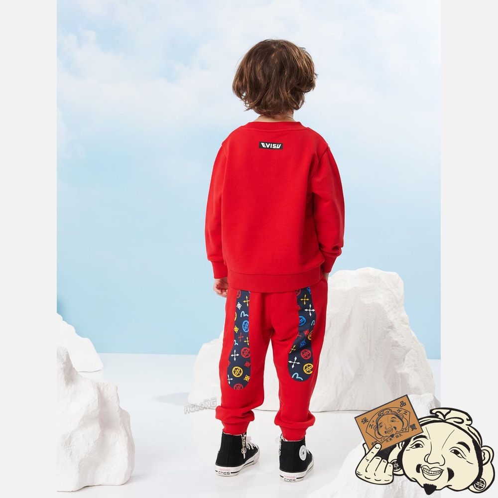 Kids Evisu BEAR PRINT SWEATSHIRT Rouge | 368ATYMXE