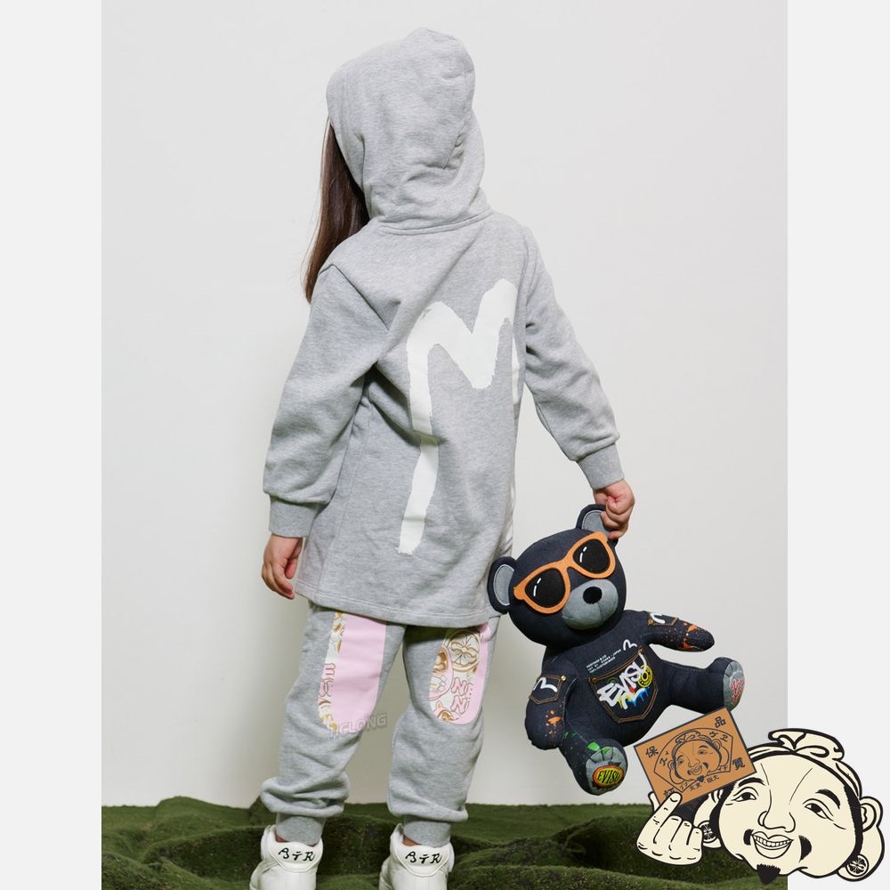 Kids Evisu BRUSHSTROKE DAICOCK PRINT HOODED TUNIC Grise | 406WSKFUB