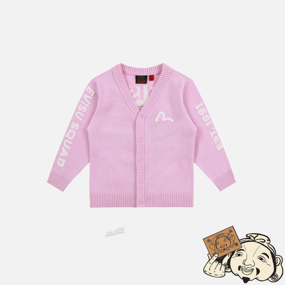 Kids Evisu DARUMA APPLIQUÉ KNITTED CARDIGAN Rose | 019BZEMKJ