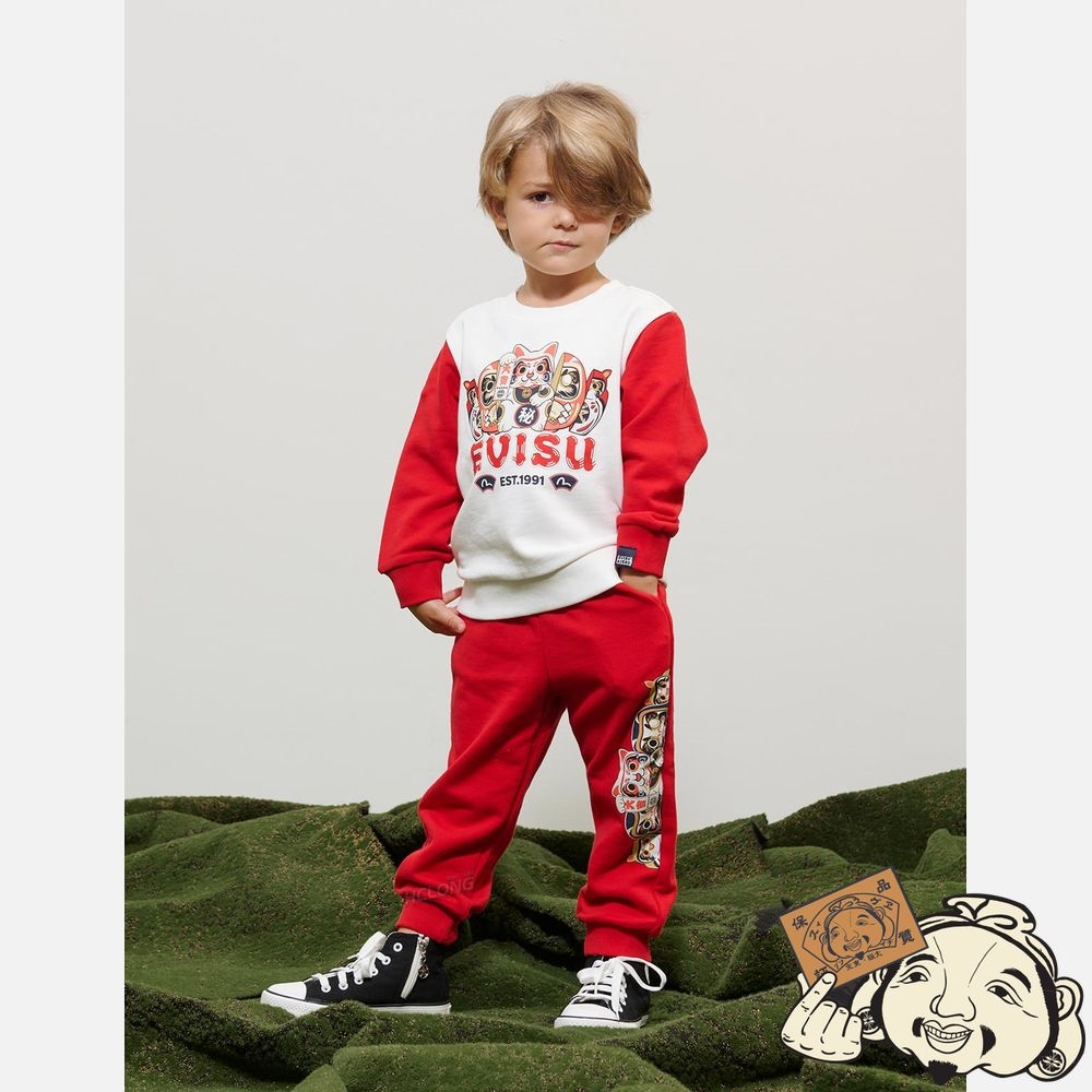 Kids Evisu DARUMA BUDDIES PRINT SWEATSHIRT Blanche | 765INORWZ