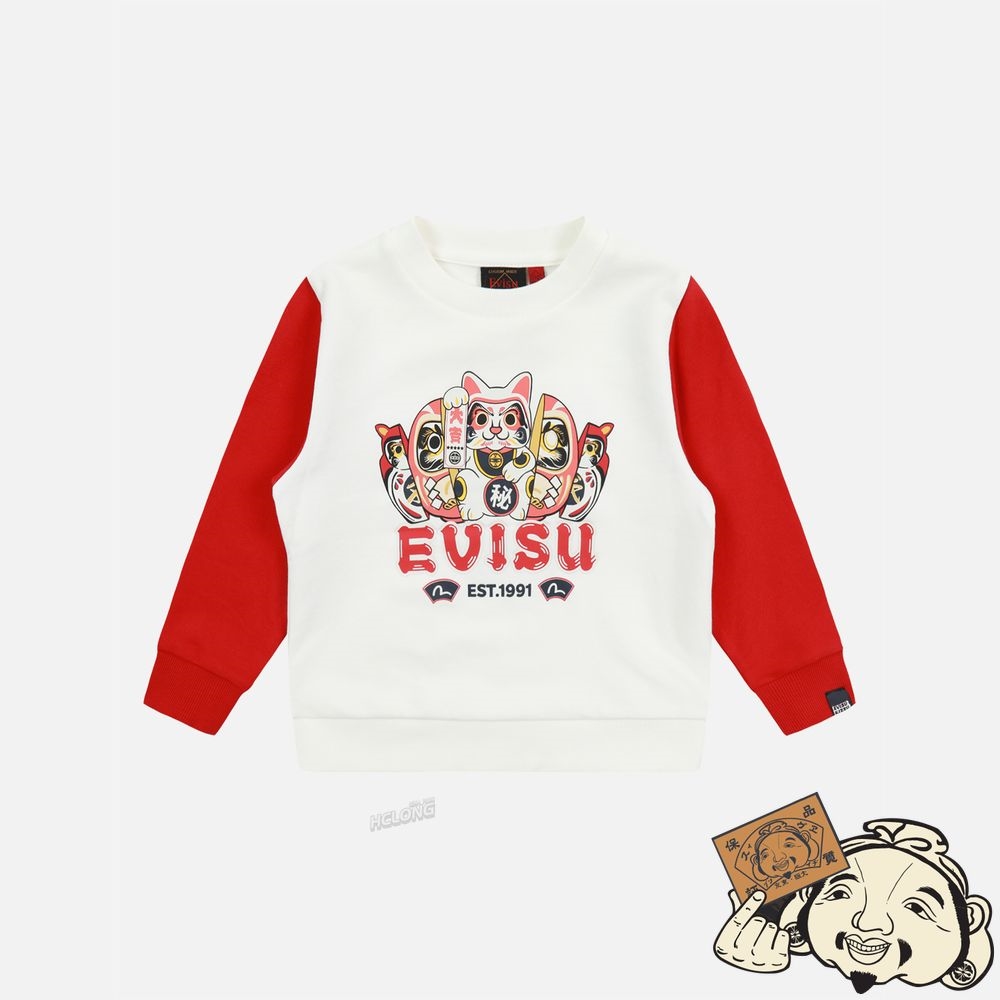 Kids Evisu DARUMA BUDDIES PRINT SWEATSHIRT Blanche | 765INORWZ