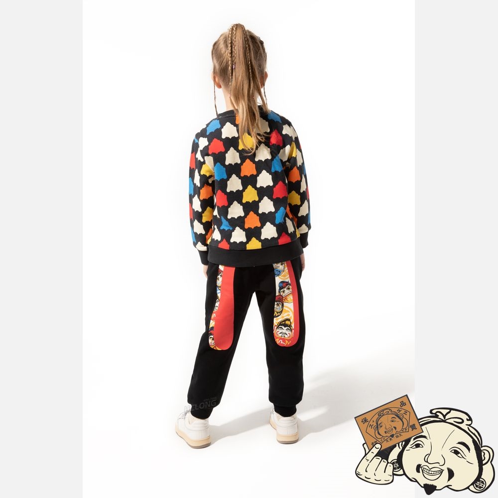 Kids Evisu DARUMA-PATTERN DOUBLE DAICOCK PRINT SWEATPANTS Noir | 315JXUTFZ