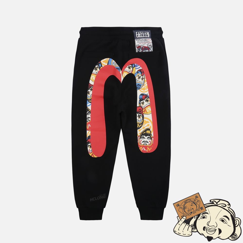 Kids Evisu DARUMA-PATTERN DOUBLE DAICOCK PRINT SWEATPANTS Noir | 315JXUTFZ