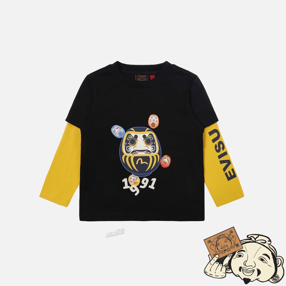 Kids Evisu DARUMA PRINT 2-IN-1 T-SHIRT Noir | 248DUKLAP