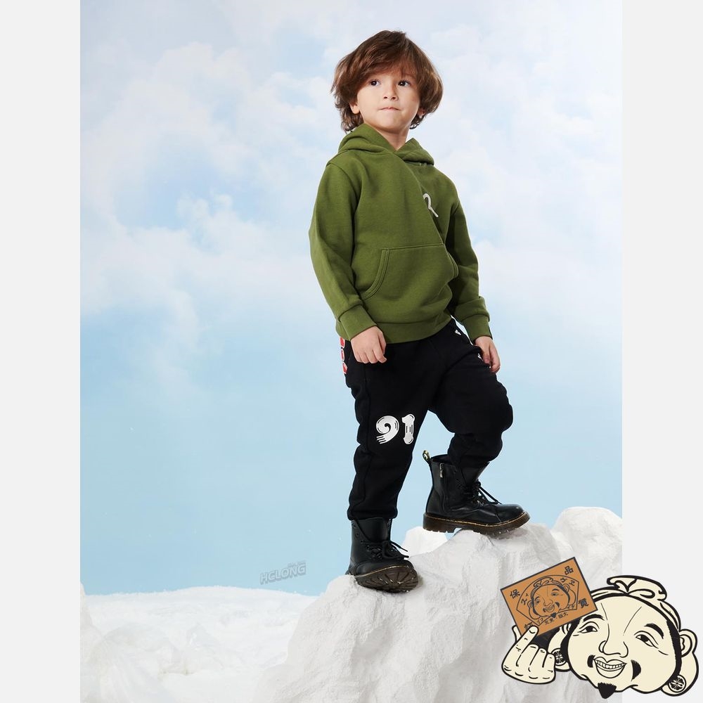 Kids Evisu DARUMA PRINT HOODED SWEATSHIRT Vert | 576MUYZBG