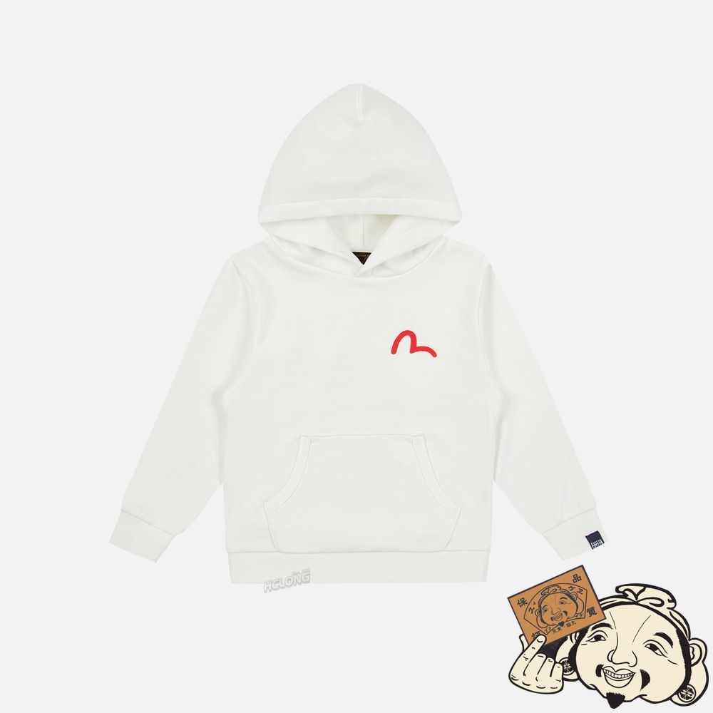 Kids Evisu DARUMA PRINT HOODED SWEATSHIRT Blanche | 712MOPIWG