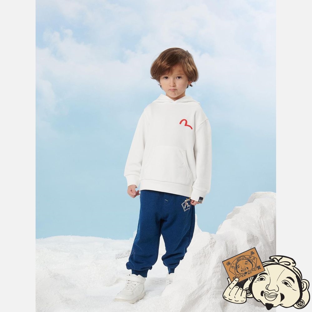 Kids Evisu DARUMA PRINT HOODED SWEATSHIRT Blanche | 712MOPIWG