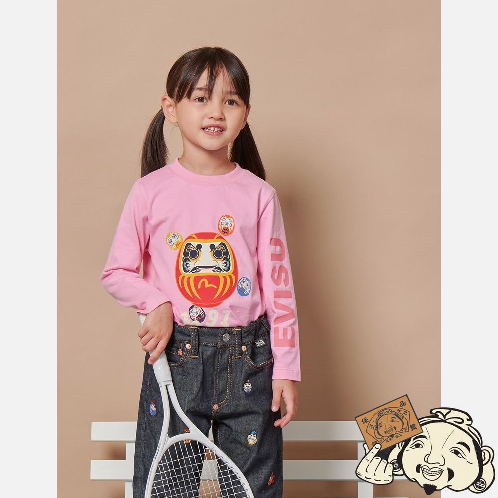 Kids Evisu DARUMA PRINT LONG-SLEEVE T-SHIRT Rose | 301UHXJOL