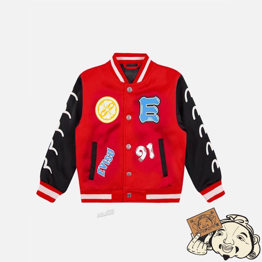 Kids Evisu DARUMA PRINT PADDED BOMBER JACKET Rouge | 678BUMWZI