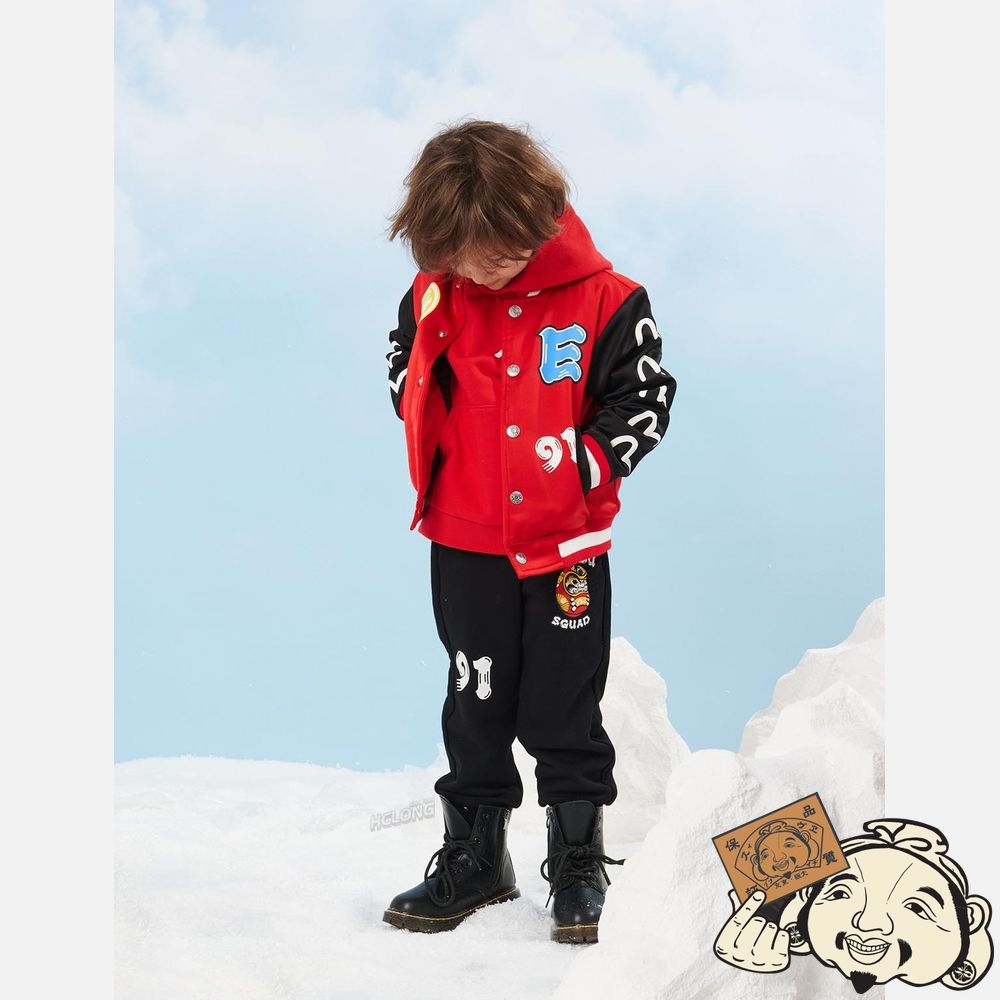 Kids Evisu DARUMA PRINT PADDED BOMBER JACKET Rouge | 678BUMWZI