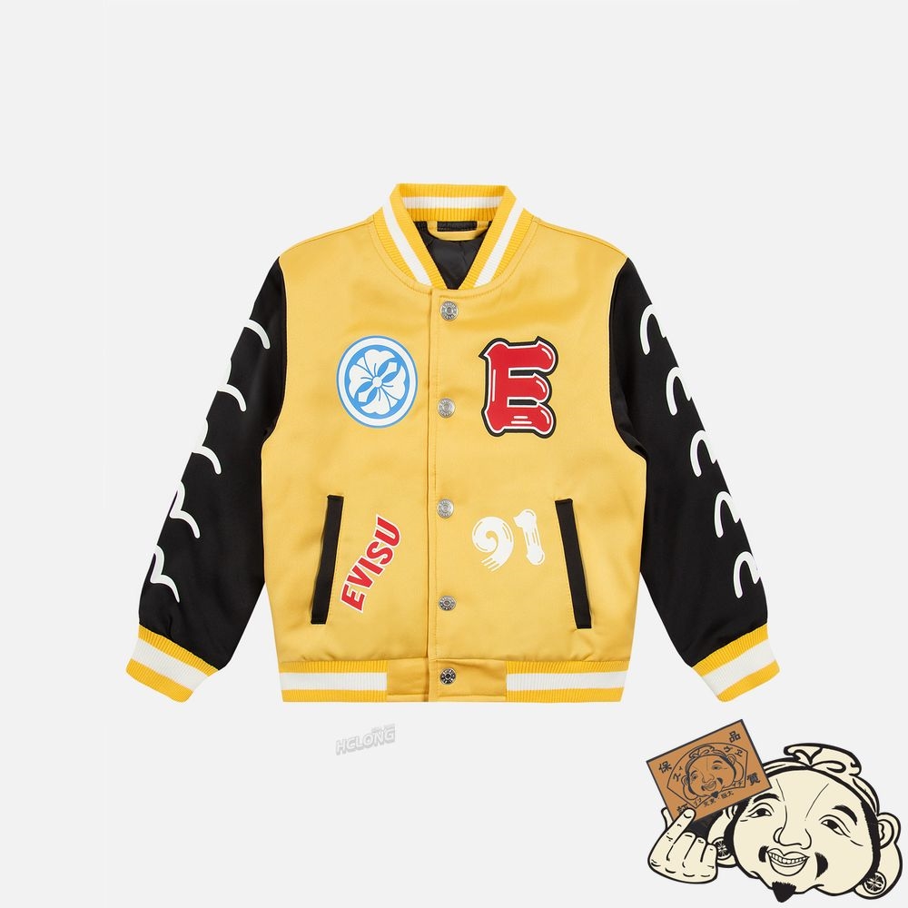 Kids Evisu DARUMA PRINT PADDED BOMBER JACKET Jaune | 728NFKQHD