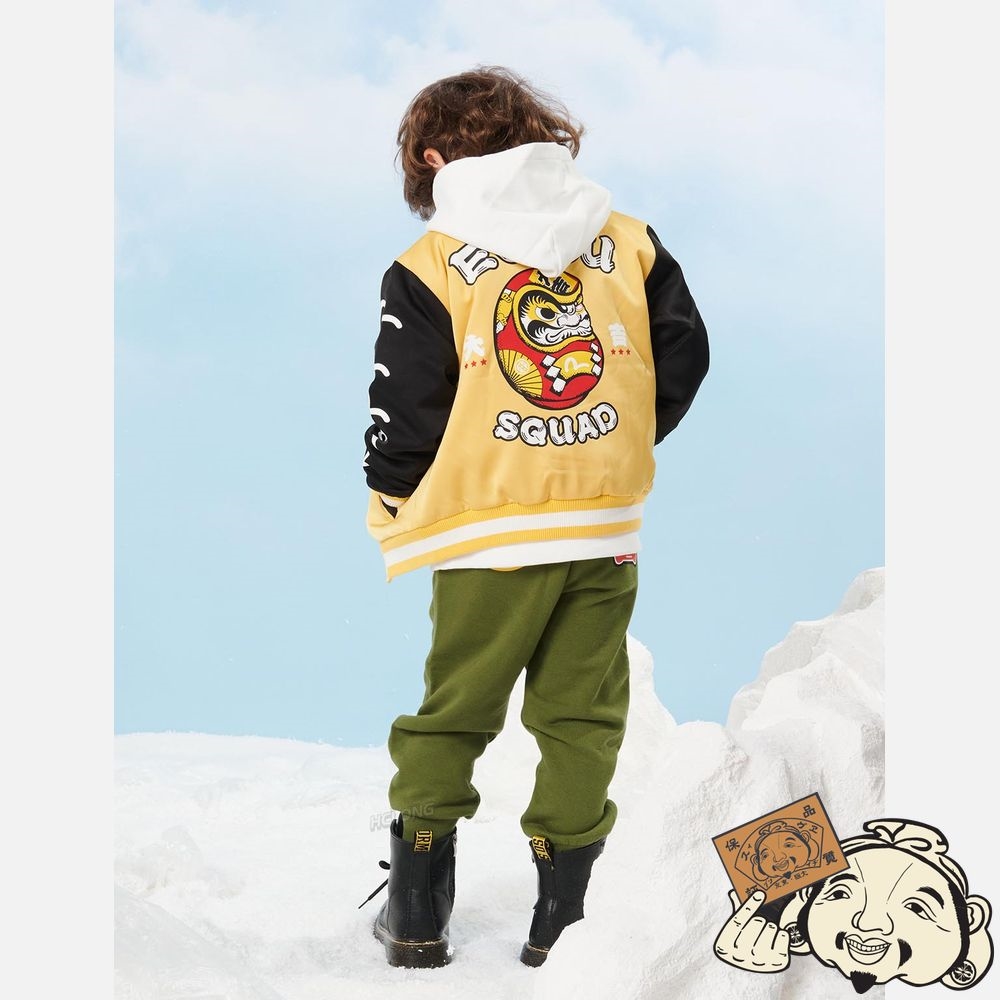 Kids Evisu DARUMA PRINT PADDED BOMBER JACKET Jaune | 728NFKQHD