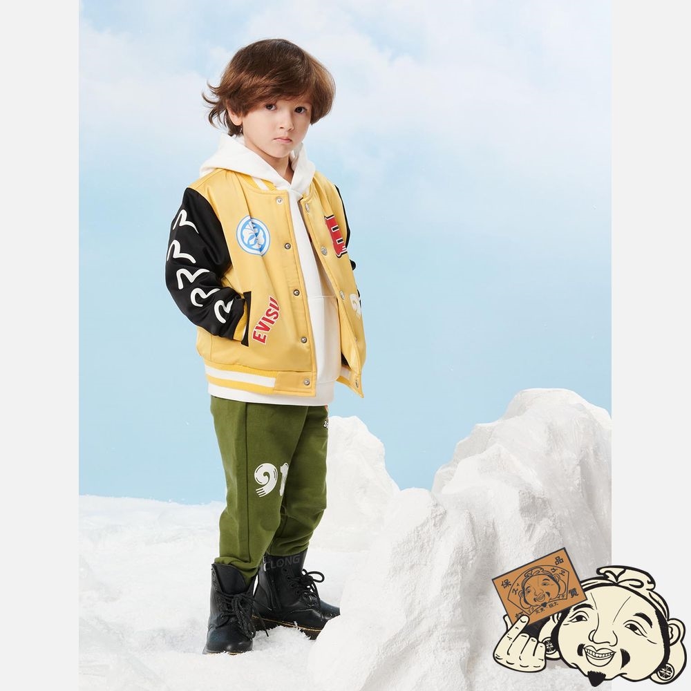 Kids Evisu DARUMA PRINT PADDED BOMBER JACKET Jaune | 728NFKQHD