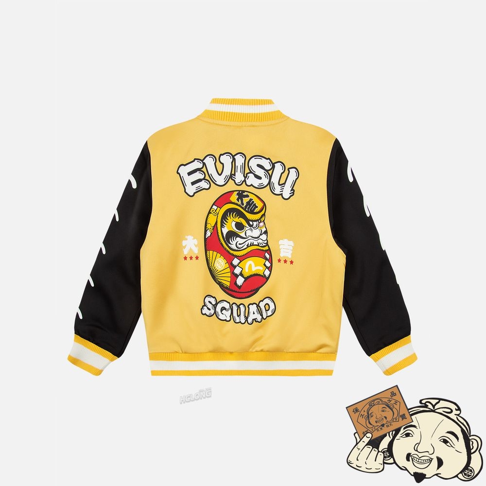 Kids Evisu DARUMA PRINT PADDED BOMBER JACKET Jaune | 728NFKQHD