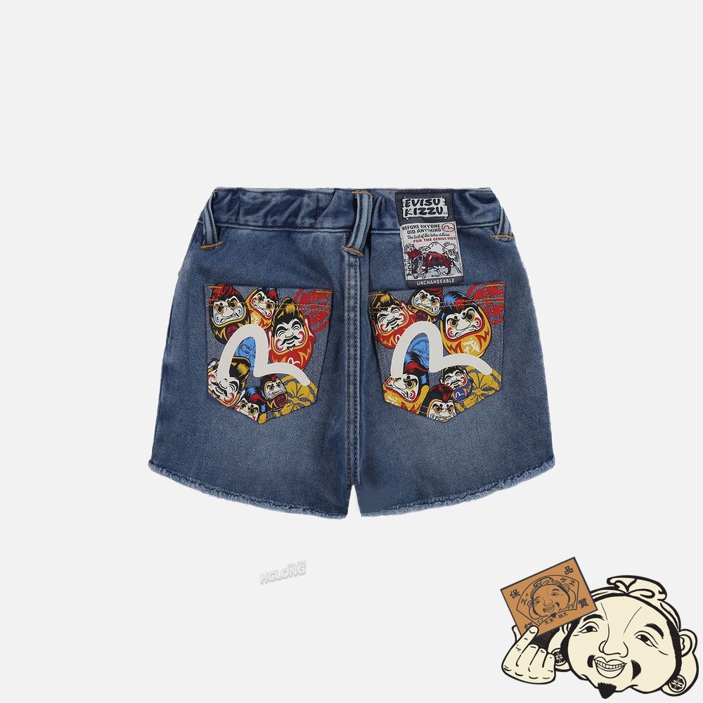 Kids Evisu DARUMA PRINT POCKET DENIM SKORT Indigo | 534WCZLPD