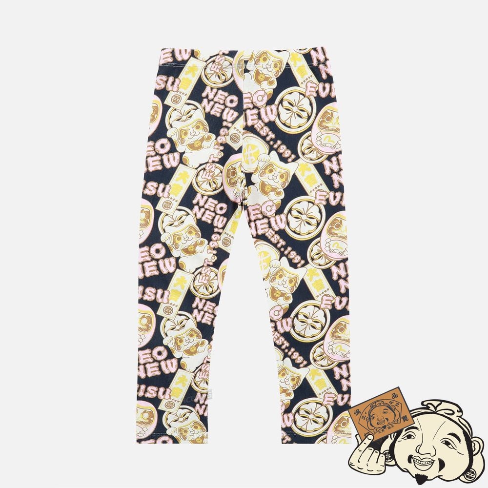 Kids Evisu EVISU SQUAD ALLOVER PRINT LEGGINGS Bleu Marine | 140TCGXFL