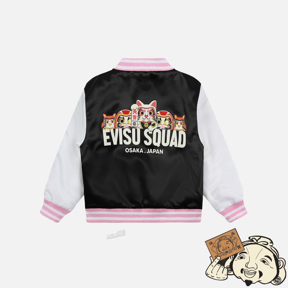 Kids Evisu EVISU SQUAD PRINT PADDED COLLEGIATE JACKET Noir | 829IEWRGV