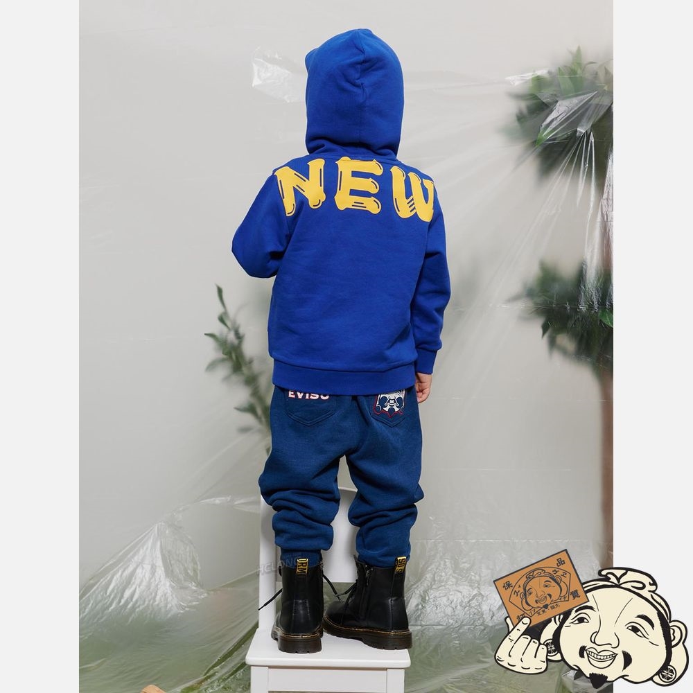 Kids Evisu FORTUNE CAT AND DARUMA PRINT ZIP-UP HOODIE Bleu | 501QDWKPG