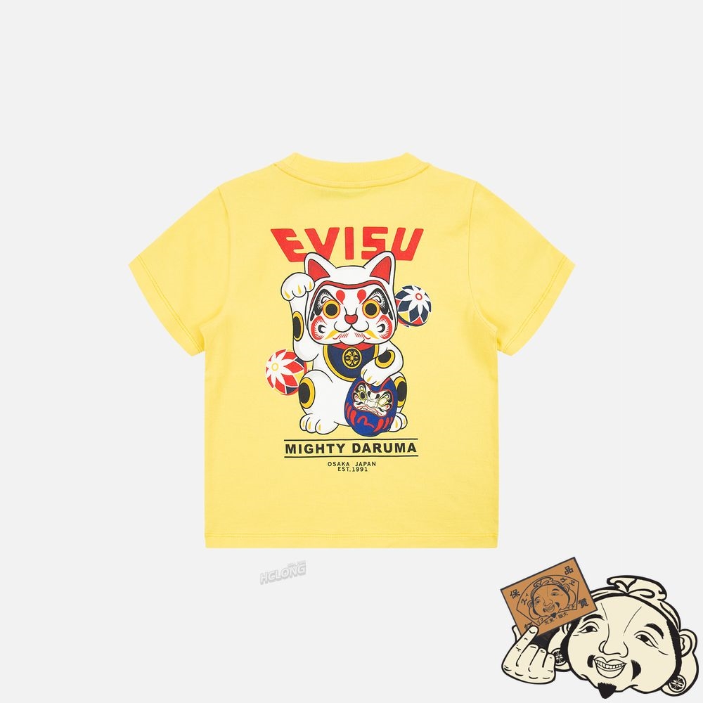 Kids Evisu FORTUNE CAT AND DARUMA PRINT T-SHIRT Jaune | 507UPIXJD