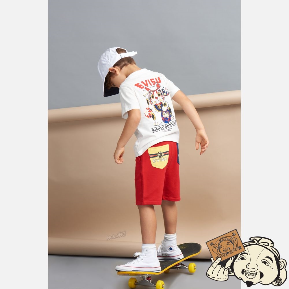 Kids Evisu FORTUNE CAT AND DARUMA PRINT T-SHIRT Blanche | 841TNYWQM