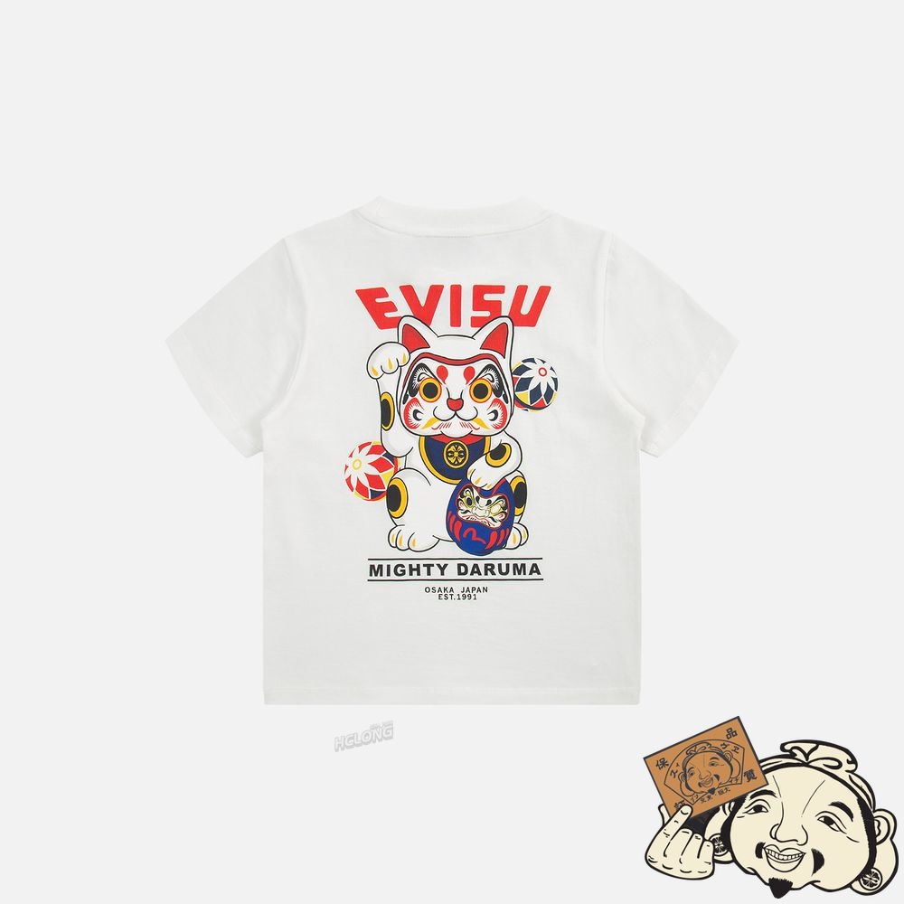 Kids Evisu FORTUNE CAT AND DARUMA PRINT T-SHIRT Blanche | 841TNYWQM