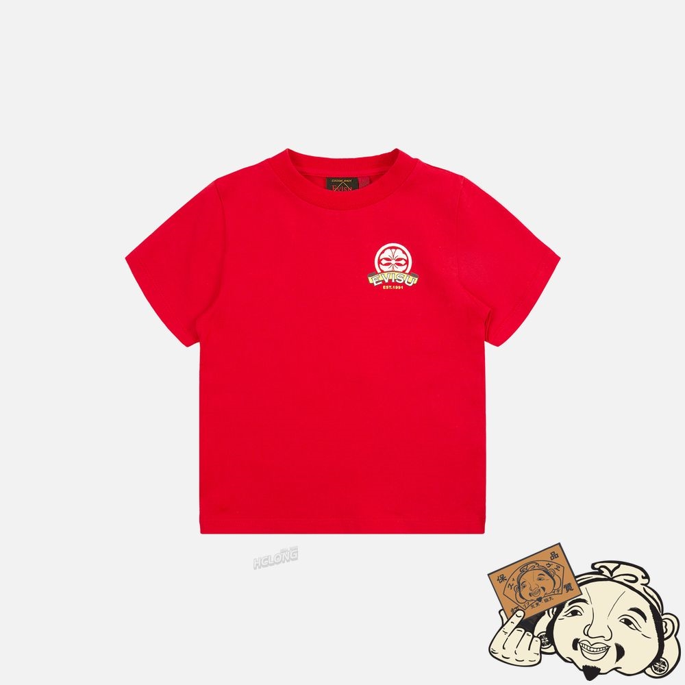 Kids Evisu FORTUNE CAT AND DARUMA PRINT T-SHIRT Rouge | 903CUAGDN
