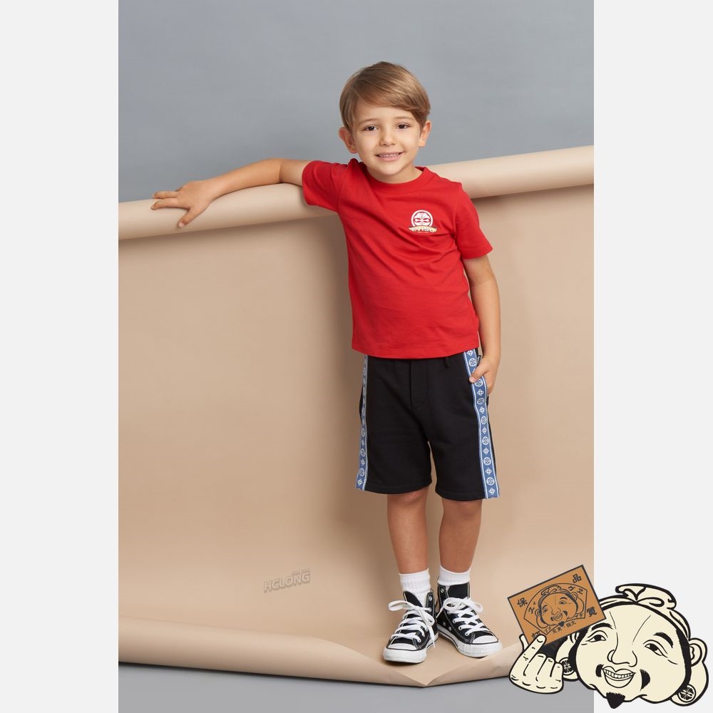 Kids Evisu FORTUNE CAT AND DARUMA PRINT T-SHIRT Rouge | 903CUAGDN