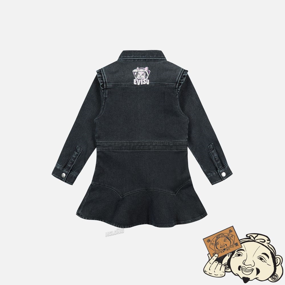 Kids Evisu FORTUNE CAT PRINT DENIM DRESS Indigo | 319JHUMNS