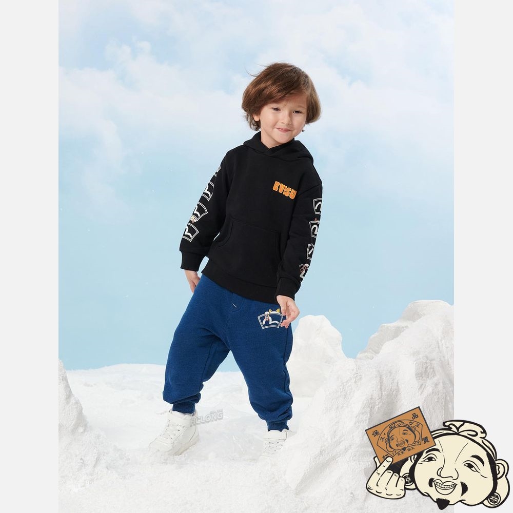 Kids Evisu FORTUNE CAT WITH DARUMA PRINT HOODED SWEATSHIRT Noir | 639EVGBAX