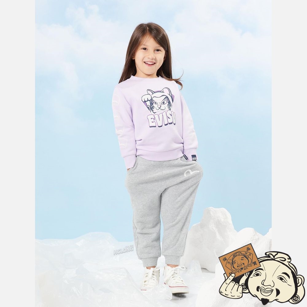 Kids Evisu FORTUNE CAT “HIDE-AND-SEEK” PRINT SWEATSHIRT Violette Clair | 485JMZALW