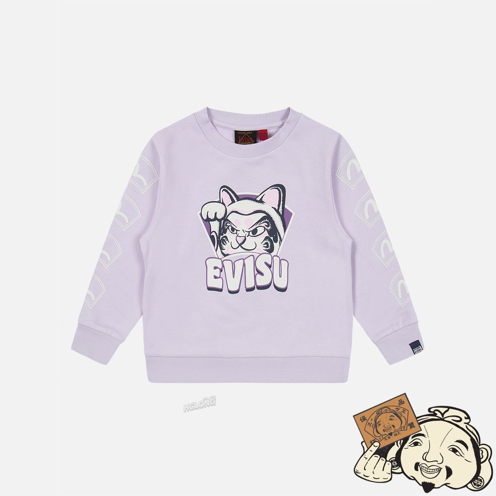 Kids Evisu FORTUNE CAT “HIDE-AND-SEEK” PRINT SWEATSHIRT Violette Clair | 485JMZALW
