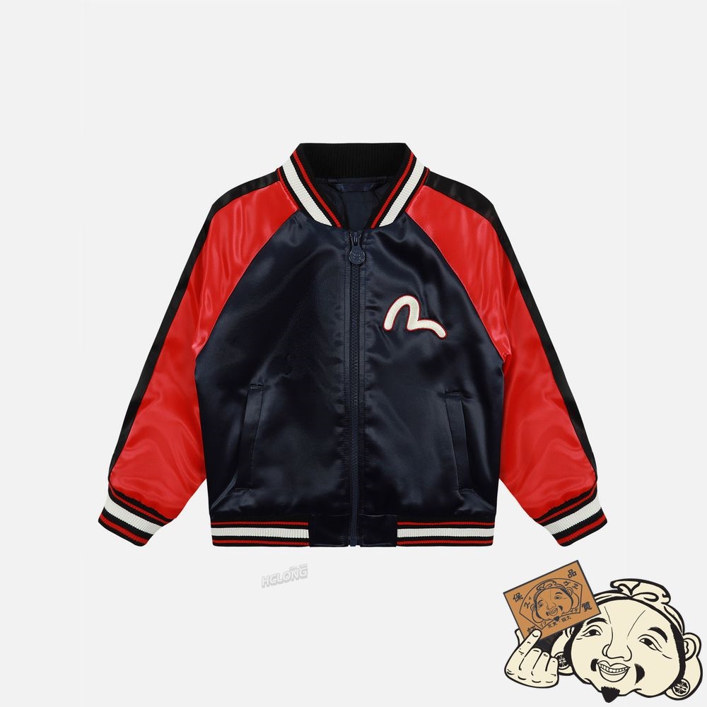 Kids Evisu GODHEAD AND KAMON PRINT BOMBER JACKET Bleu Marine | 627HVUKGZ