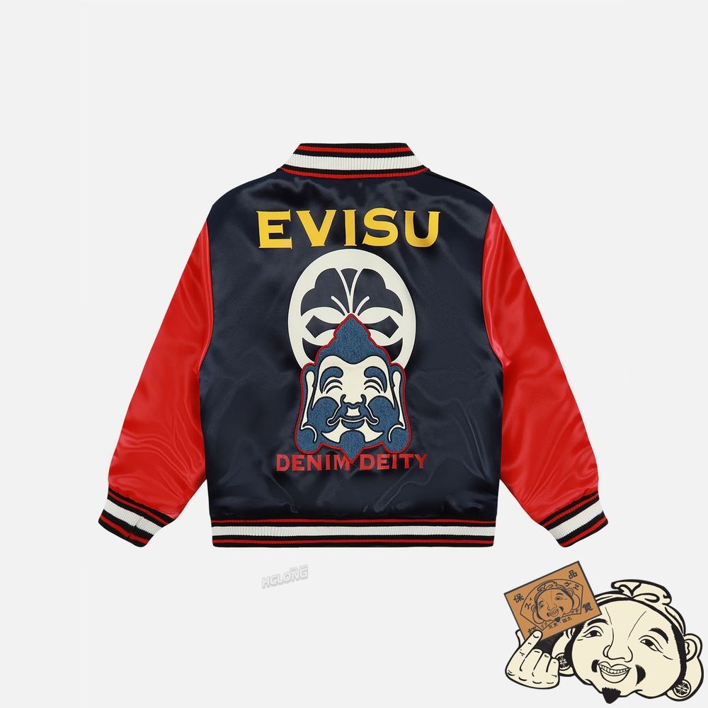 Kids Evisu GODHEAD AND KAMON PRINT BOMBER JACKET Bleu Marine | 627HVUKGZ